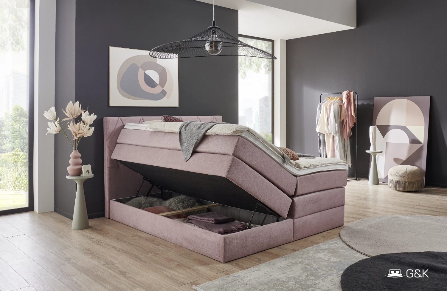 Boxspringbett Lara - Bettkasten offen