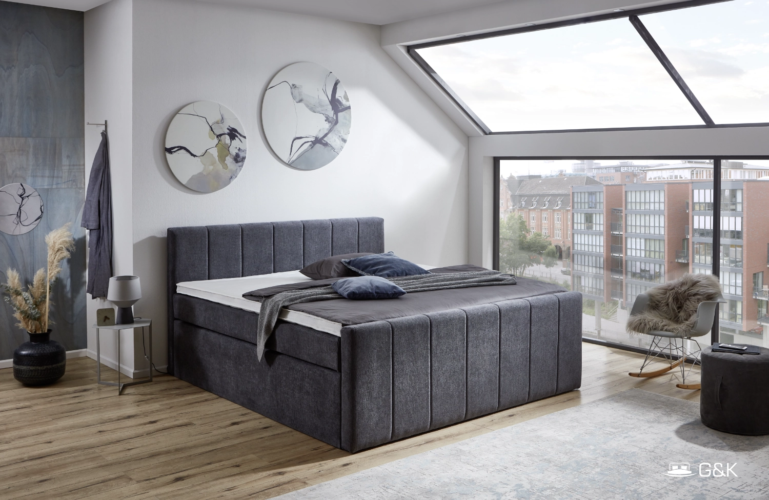 Boxspringbett Marina anthrazit